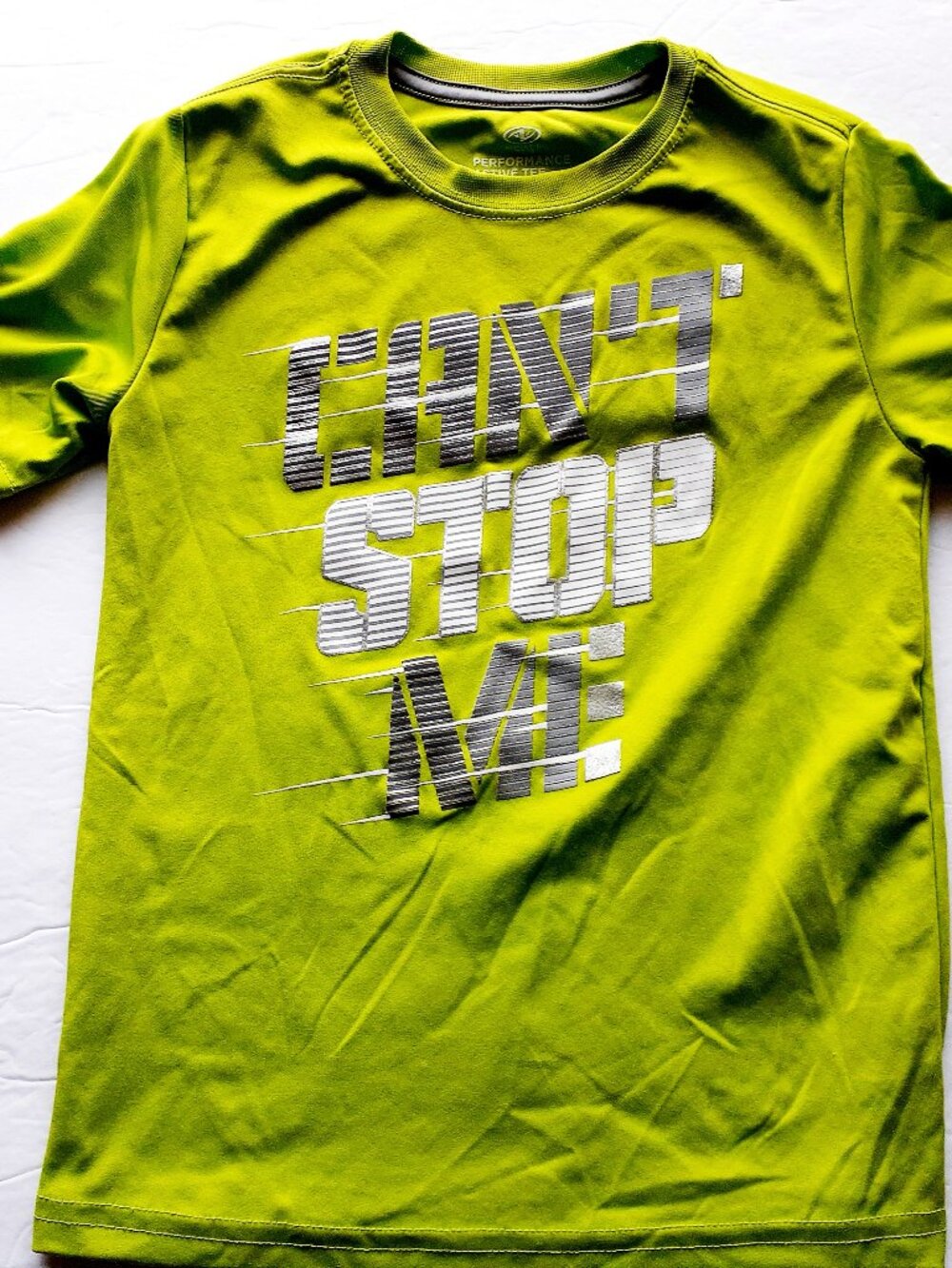 Athletic Works Boys T-Shirt Active Green Gray Short Sleeve Performance Small 6-7
